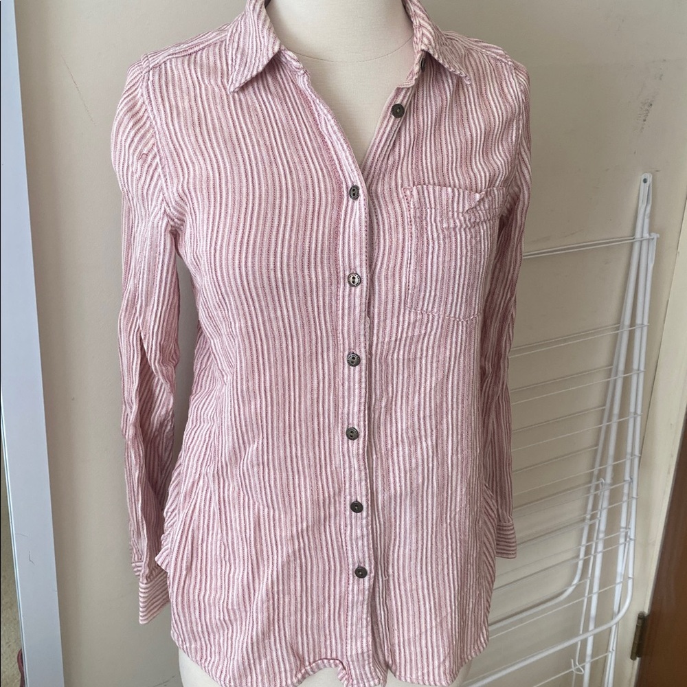 Sonoma Casual Pink and White Striped Shirt